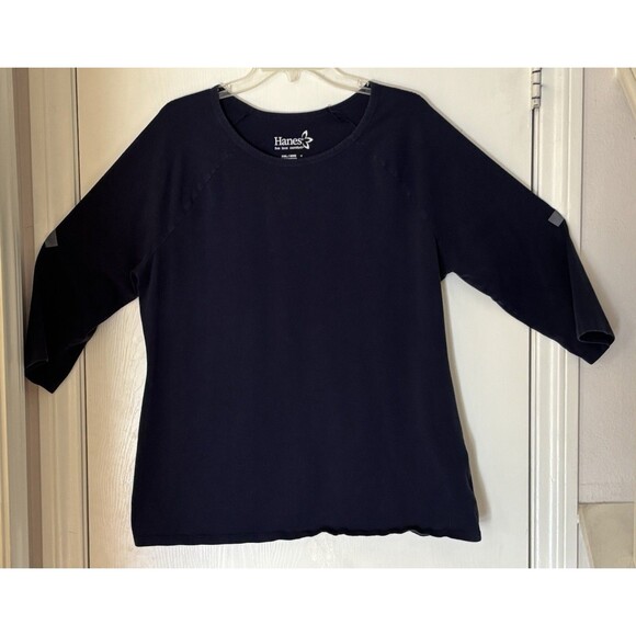 Hanes Women Blue 3/4 Sleeve T-Shirt 2XL - Picture 1 of 9